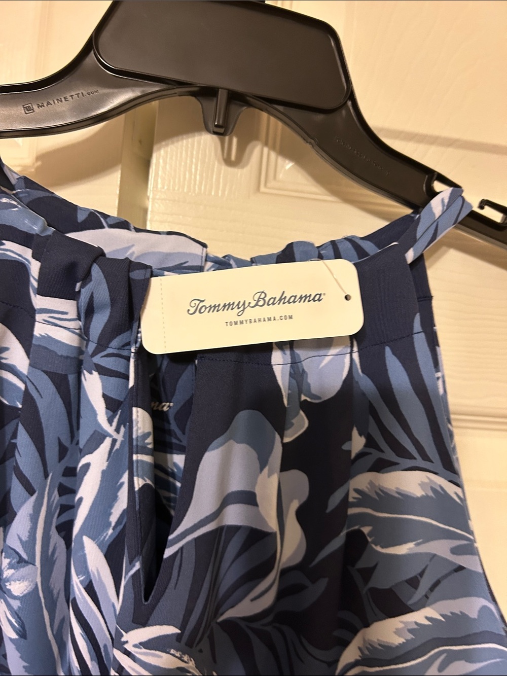 Tommy Bahama Blue and Light Blue Tropical Print Halter Dress - Picture 3 of 5